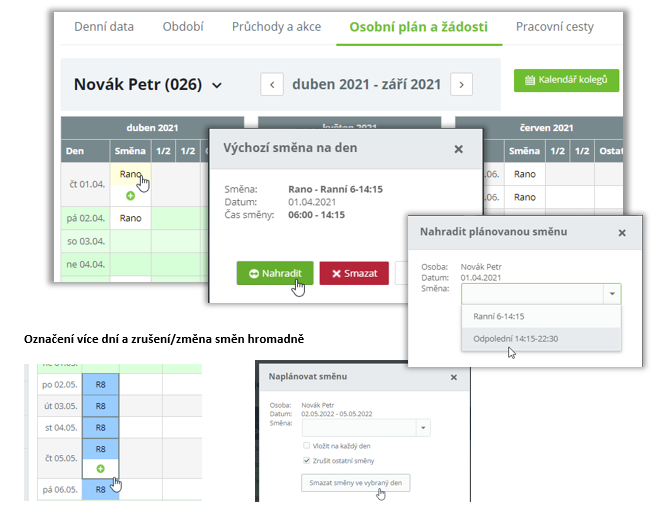 Obr. 33: Plánování směn podřízeným